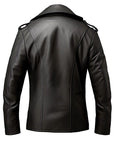 Men’s Black Double-Breasted Leather Jacket – Premium Biker Style Designer Jacket