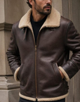 Men’s Brown Shearling Leather Jacket – Premium Winter Smart Casual Jacket