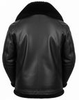 Men’s Black Leather Jacket with Fur Collar – Premium Winter Shearling Style Jacket