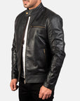 Men’s Black Leather Fashion Jacket | Stylish Casual Biker Coat