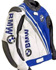 BMW Blue & White Motorbike Leather Jacket – Premium Racing Biker Jacket for Men