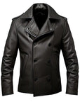Men’s Black Double-Breasted Leather Jacket – Premium Biker Style Designer Jacket