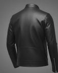 Men’s BMW Style Black Minimal Leather Jacket – Slim Fit Casual Biker Jacket