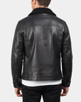 Men’s Black Shearling Biker Leather Jacket – Premium Winter Zip Jacket