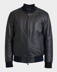Men’s Premium Black Leather Bomber Jacket