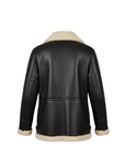 Men’s Black Shearling Biker Leather Jacket – Premium Winter Fur Collar Jacket