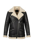 Men’s Black Shearling Biker Leather Jacket – Premium Winter Fur Collar Jacket