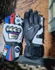 BMW Motorrad Leather Motorbike Racing Gloves – Protective Motorcycle Riding Gloves