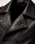 Men’s Black Double-Breasted Leather Jacket – Premium Biker Style Designer Jacket