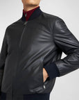 Men’s Premium Black Leather Bomber Jacket