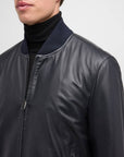 Men’s Premium Black Leather Bomber Jacket