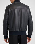 Men’s Premium Black Leather Bomber Jacket