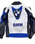 BMW Blue & White Motorbike Leather Jacket – Premium Racing Biker Jacket for Men