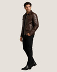 Men’s Vintage Brown Leather Jacket – Classic Genuine Leather Casual Coat