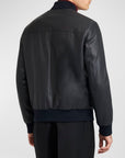 Men’s Premium Black Leather Bomber Jacket