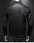 Men’s Black Leather Jacket – Slim Fit Casual Zip-Up Everyday Jacket