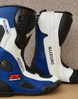 Men’s Suzuki Replica GSX Motorcycle Riding Boots – Premium Racing Biker Shoes