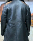Men’s Black Shearling Leather Coat | Winter Fur Lined Long Leather Jacket
