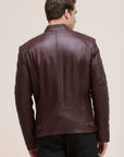 Men’s Black Cafe Racer Leather Jacket – Slim Fit Biker Moto Jacket