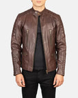 Men’s Brown Cafe Racer Leather Jacket – Slim Fit Vintage Biker Jacket