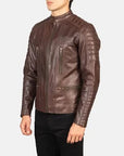 Men’s Brown Cafe Racer Leather Jacket – Slim Fit Vintage Biker Jacket