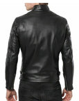 Men’s Black Cafe Racer Leather Jacket – Classic Slim Fit Moto Jacket