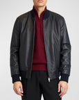 Men’s Premium Black Leather Bomber Jacket