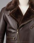 Men’s Dark Brown Shearling Leather Jacket – Premium Winter Biker Jacket
