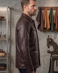 Men’s Vintage Brown Leather Jacket – Classic Genuine Leather Casual Coat