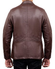 Men’s Brown Leather Blazer Jacket – Slim Fit Smart Casual Formal Jacket