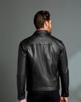 Men’s Black Leather Jacket – Premium Slim Fit Smart Casual Jacket