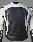 Men’s BMW Style Black & White Motorcycle Racing Leather Jacket – Premium Replica Riding Gear