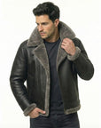 Men’s Black Fur Leather Jacket – Premium Shearling Winter Biker Jacket