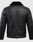 Men's Black Leather Bomber Jacket with Fur Collar – Premium Winter Aviator Biker Jacket XXS-4XL