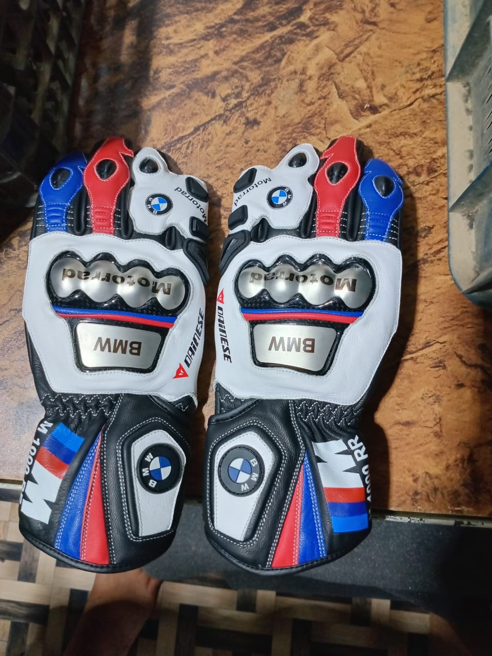 BMW Motorrad Leather Motorbike Racing Gloves – Protective Motorcycle Riding Gloves