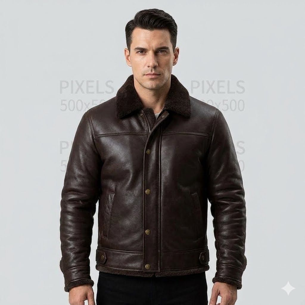 Brown fur leather jacket
