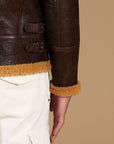 Men’s Brown Shearling Leather Jacket – Premium Aviator Winter Jacket