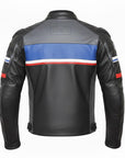 Men’s BMW Style Black Motorcycle Racing Leather Jacket – Stripe Design Premium Replica