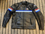Men’s BMW Style Black Racing Stripe Leather Jacket – Premium Biker Replica
