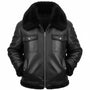 Men’s Black Leather Jacket with Fur Collar – Premium Winter Shearling Style Jacket