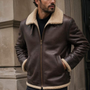 Men’s Brown Shearling Leather Jacket – Premium Winter Smart Casual Jacket