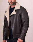 Men’s Brown Shearling Leather Jacket – Premium Winter Smart Casual Jacket