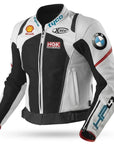 Men’s BMW Style White Motorcycle Racing Leather Jacket – Premium Replica Riding Gear
