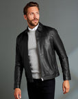 Men’s Black Leather Jacket – Premium Slim Fit Smart Casual Jacket