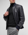 Men’s Premium Black Leather Bomber Jacket