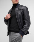 Men’s Premium Black Leather Bomber Jacket