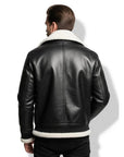 Men’s Black Shearling Leather Jacket – Premium Aviator Winter Jacket