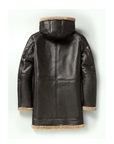 Men’s Hooded Shearling Leather Coat – Premium Winter Fur Lined Leather Jacket