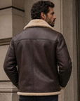 Men’s Brown Shearling Leather Jacket – Premium Winter Smart Casual Jacket