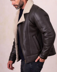 Men’s Brown Shearling Leather Jacket – Premium Winter Smart Casual Jacket